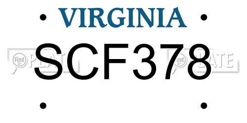 SCF378 Virginia License Plate