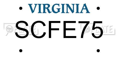 SCFE75 Virginia License Plate
