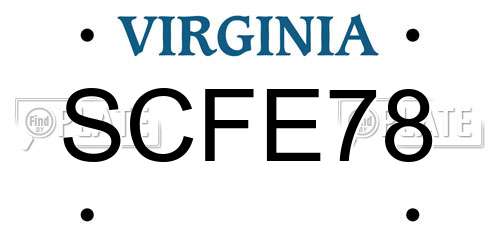 SCFE78 Virginia License Plate