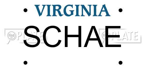 SCHAE Virginia License Plate