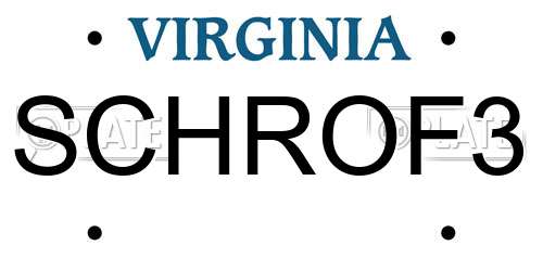 SCHROF3 Virginia License Plate