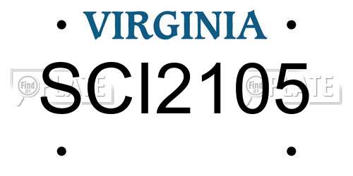 SCI2105 Virginia License Plate