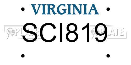 SCI819 Virginia License Plate