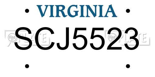 SCJ5523 Virginia License Plate