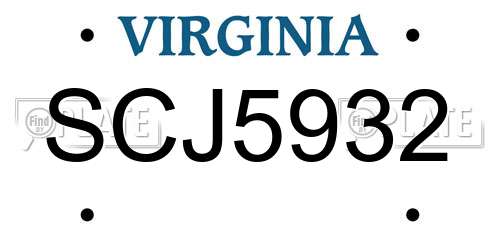 SCJ5932 Virginia License Plate