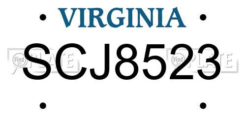 SCJ8523 Virginia License Plate