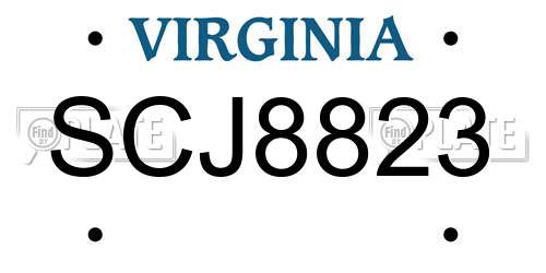 SCJ8823 Virginia License Plate