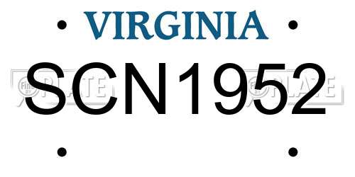 SCN1952 Virginia License Plate