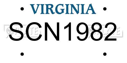 SCN1982 Virginia License Plate