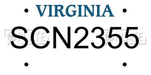 SCN2355 Virginia License Plate