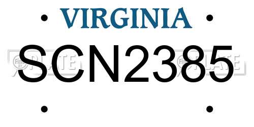 SCN2385 Virginia License Plate