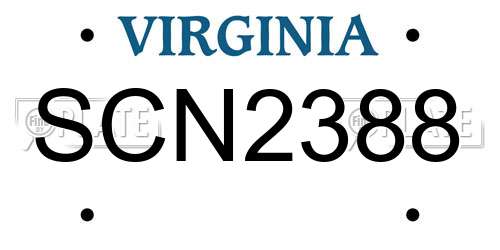 SCN2388 Virginia License Plate