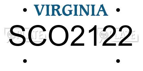SCO2122 Virginia License Plate