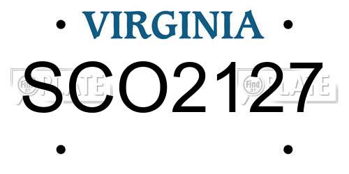 SCO2127 Virginia License Plate
