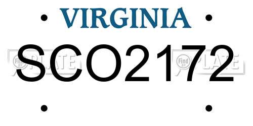 SCO2172 Virginia License Plate