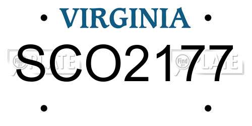 SCO2177 Virginia License Plate
