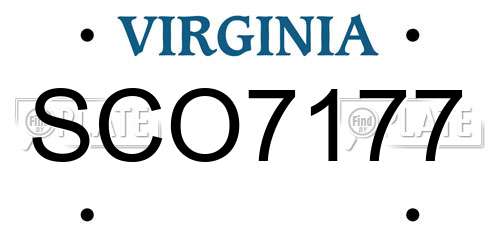 SCO7177 Virginia License Plate