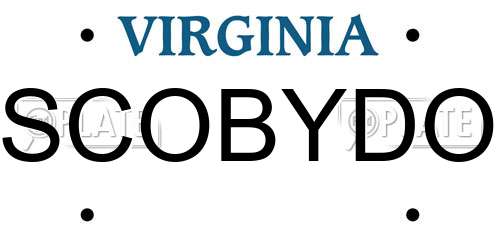 SCOBYDO Virginia License Plate