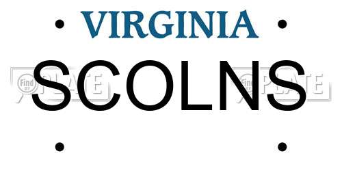 SCOLNS Virginia License Plate