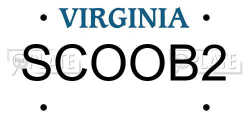 SCOOB2 Virginia License Plate