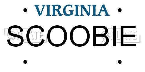 SCOOBIE Virginia License Plate