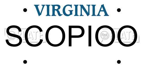 SCOPIOO Virginia License Plate