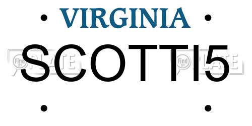 SCOTTI5 Virginia License Plate