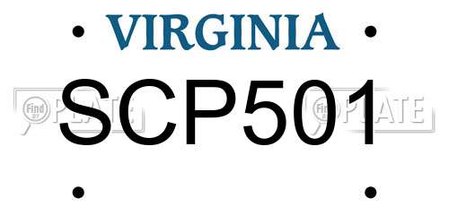 SCP501 Virginia License Plate