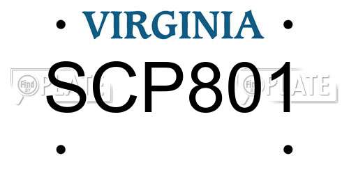 SCP801 Virginia License Plate