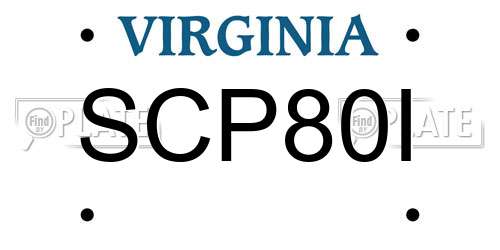 SCP80I Virginia License Plate