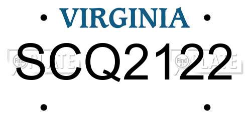 SCQ2122 Virginia License Plate