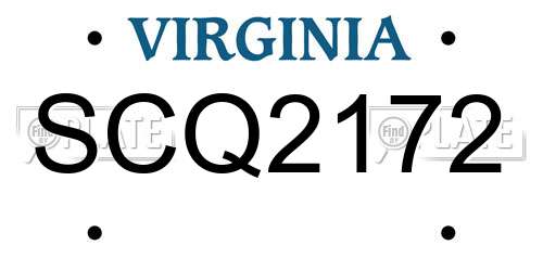 SCQ2172 Virginia License Plate
