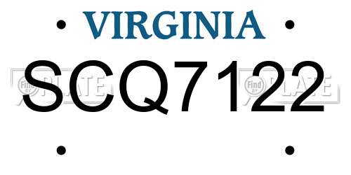SCQ7122 Virginia License Plate