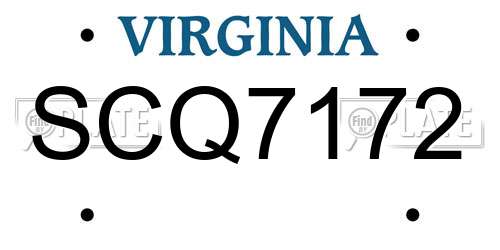 SCQ7172 Virginia License Plate