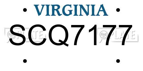 SCQ7177 Virginia License Plate