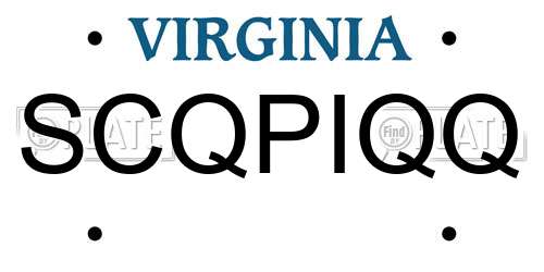 SCQPIQQ Virginia License Plate