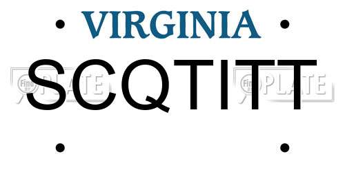 SCQTITT Virginia License Plate
