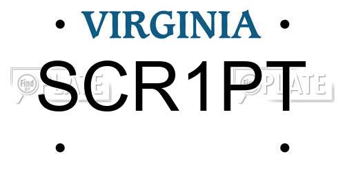 SCR1PT Virginia License Plate