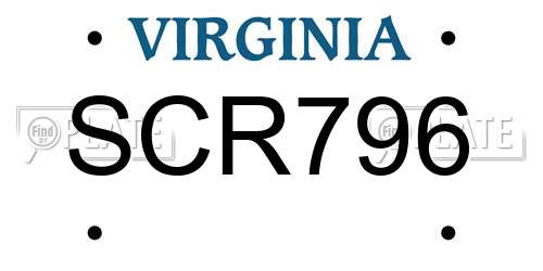 SCR796 Virginia License Plate