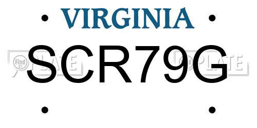 SCR79G Virginia License Plate