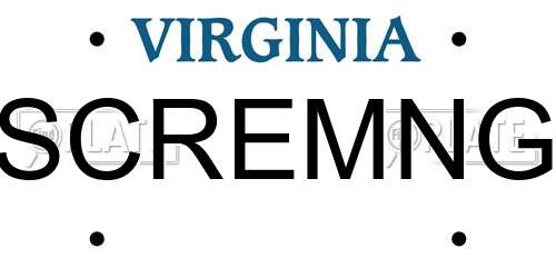 SCREMNG Virginia License Plate