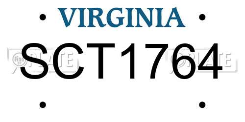 SCT1764 Virginia License Plate