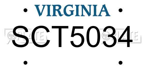 SCT5034 Virginia License Plate