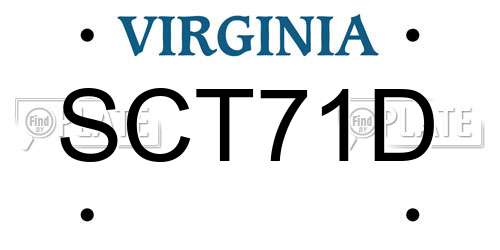 SCT71D Virginia License Plate