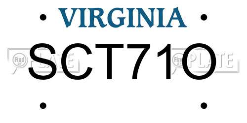 SCT71O Virginia License Plate