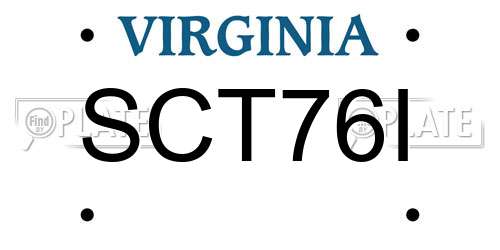 SCT76I Virginia License Plate