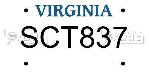 SCT837 Virginia License Plate