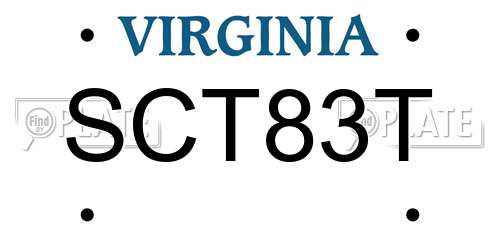 SCT83T Virginia License Plate