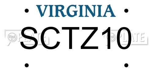 SCTZ10 Virginia License Plate