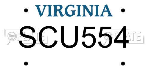 SCU554 Virginia License Plate